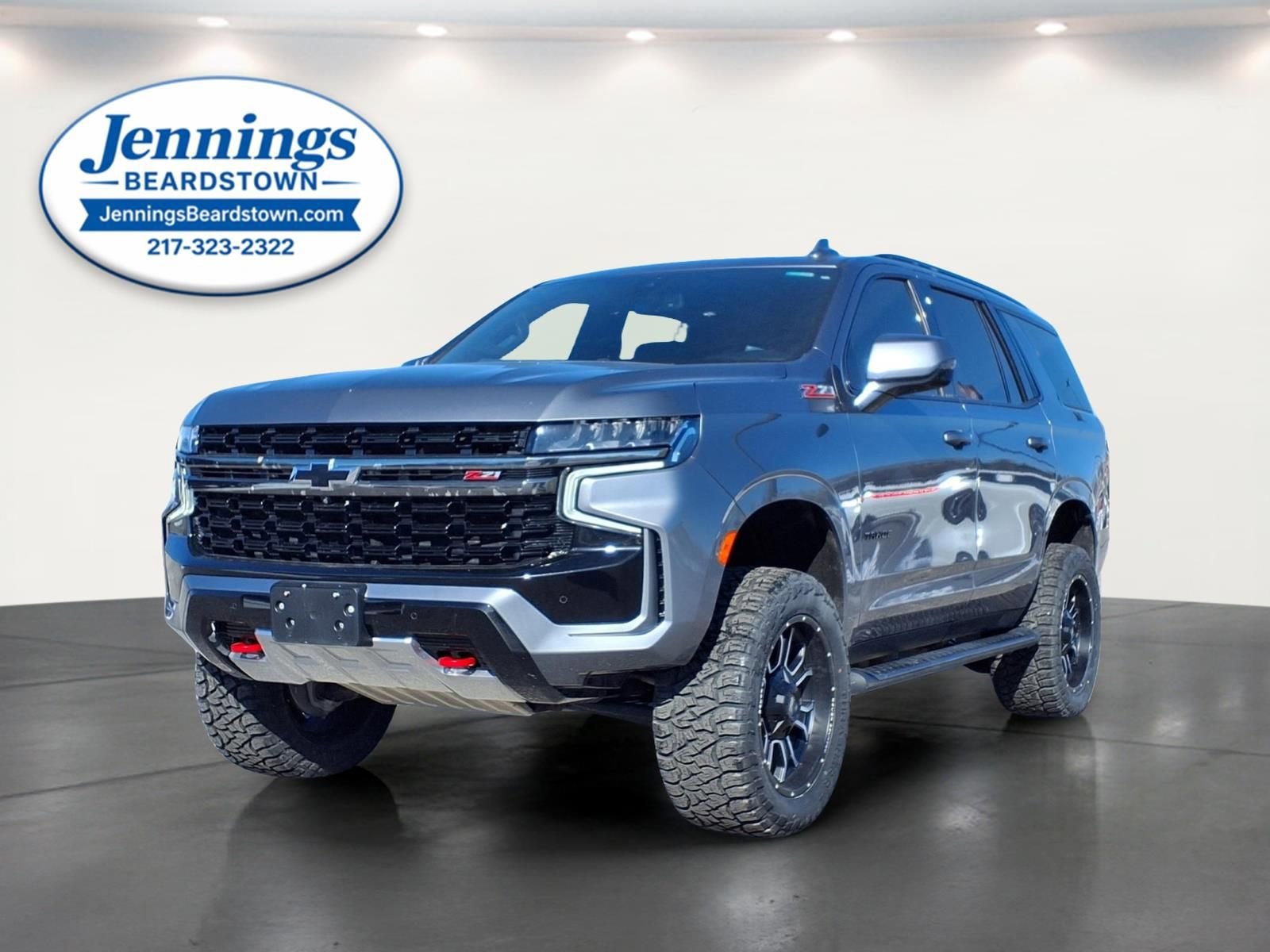 2021 Chevrolet Tahoe Z71 in Satin Steel Metallic — front three-quarter view