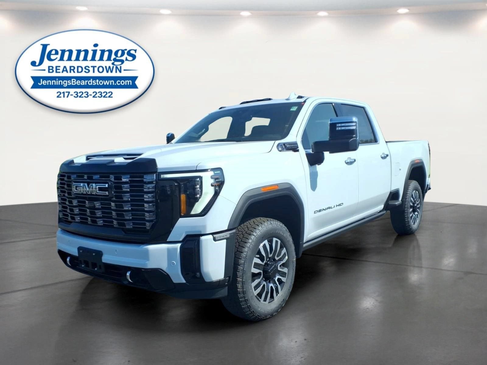 2026 GMC Sierra 2500 HD Denali Ultimate in Glacier White Tricoat — front three-quarter view